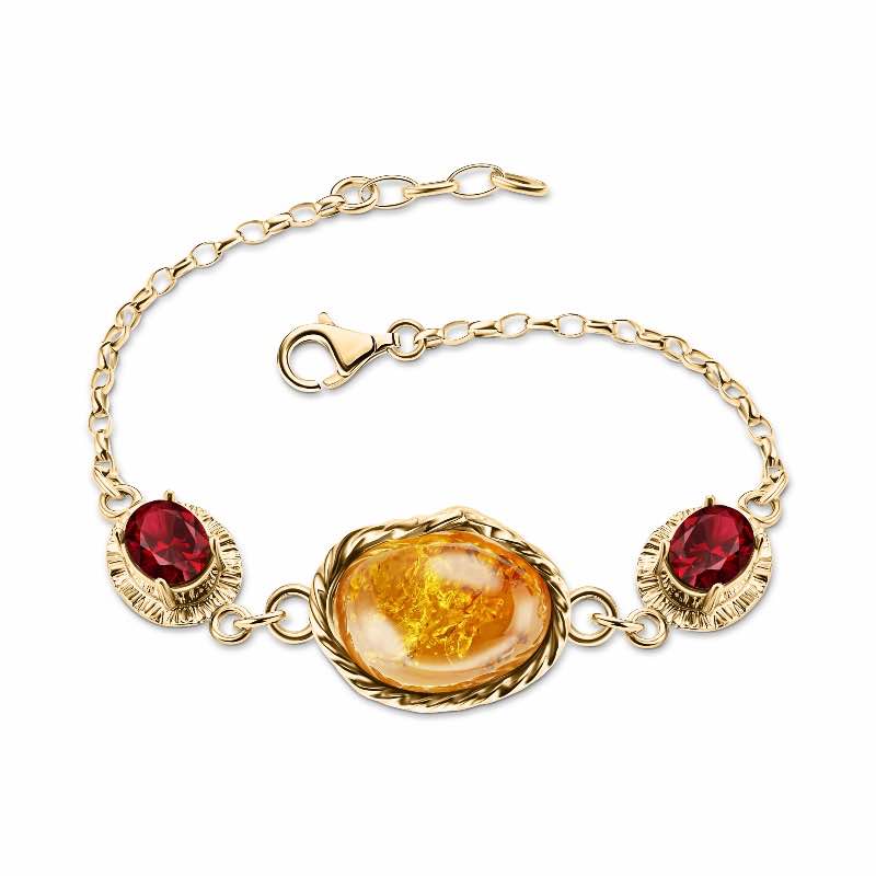 Garnet and Amber Bracelet